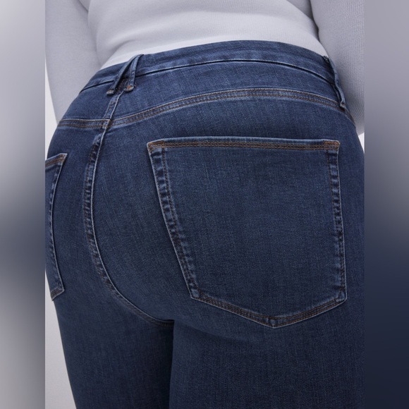 Good American Good Legs Jeans Blue 866 Dark Wash Raw Hem Size 18 EUC - Picture 5 of 11